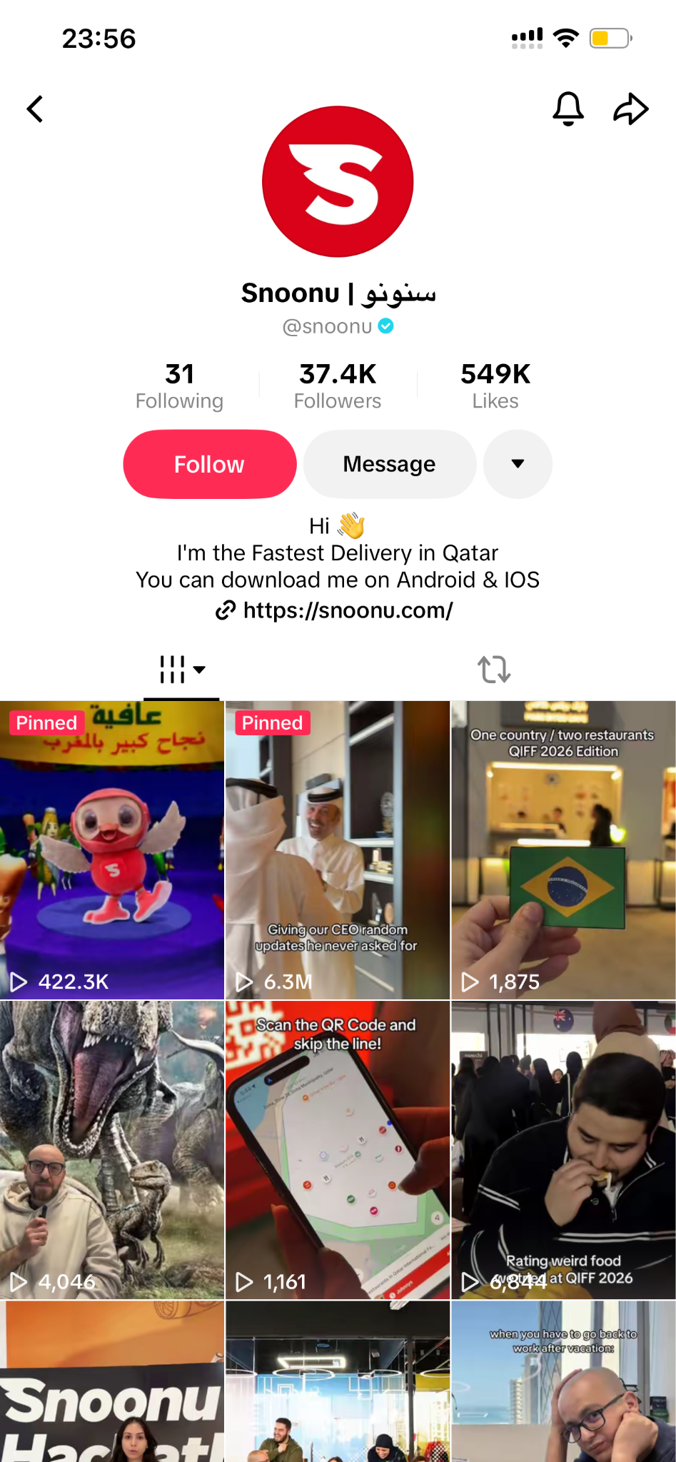 Instagram and TikTok mockups showing Snoonu social content and influencer collaborations